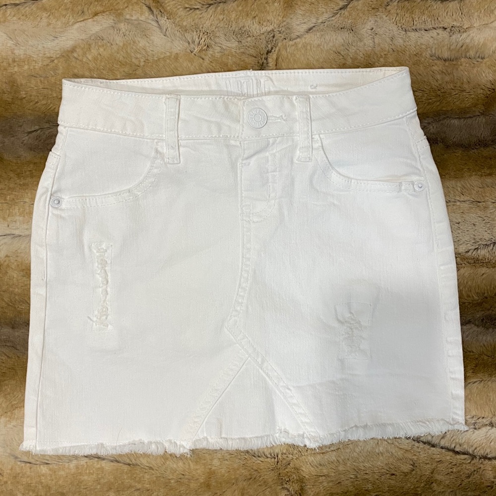 Justice white jean skirt